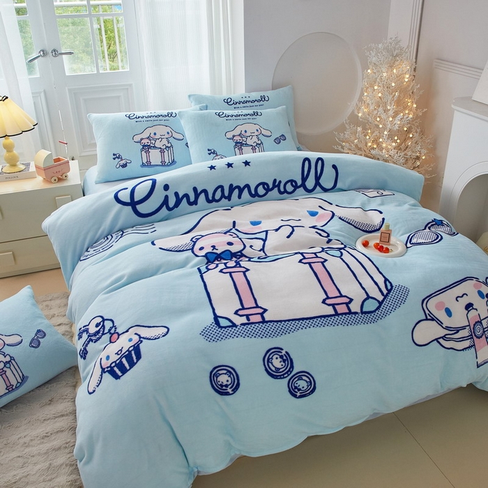 91家纺网 家纺一手货源 找家纺 蘭菲家纺 2025新款三丽欧牛奶绒套件系列四件套 精致狗狗