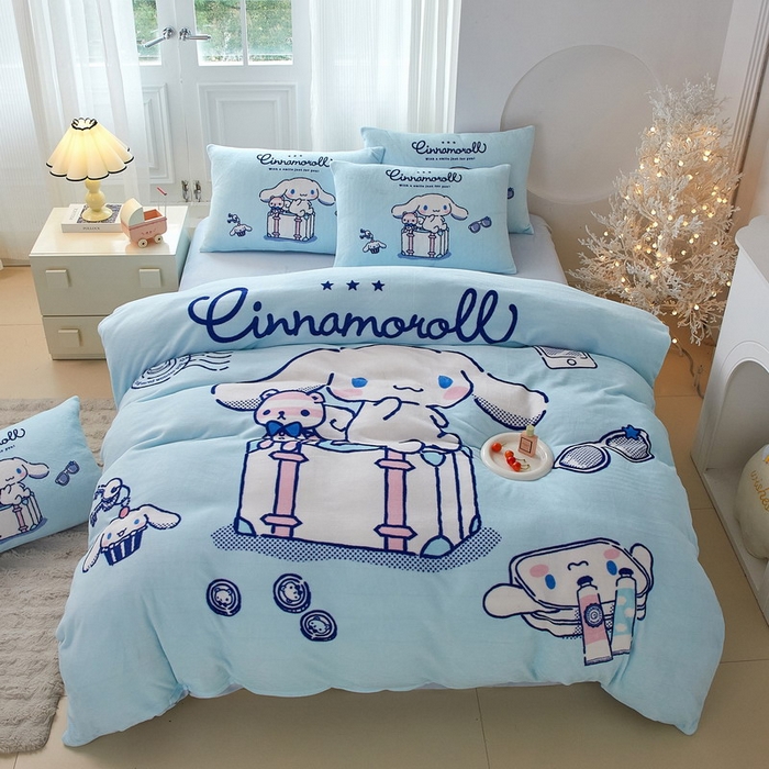 蘭菲家纺 2025新款三丽欧牛奶绒套件系列四件套 精致狗狗