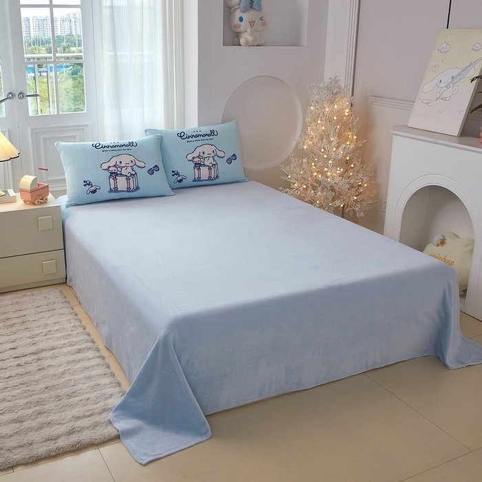 91家纺网 家纺一手货源 找家纺 蘭菲家纺 2025新款三丽欧牛奶绒套件系列四件套 精致狗狗