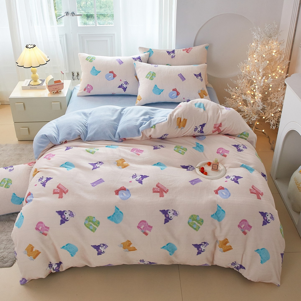 蘭菲家纺 2025新款三丽欧牛奶绒套件系列四件套 小库儿