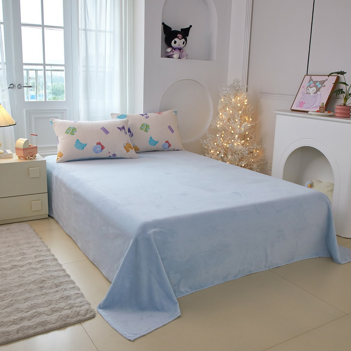 91家纺网 家纺一手货源 找家纺 蘭菲家纺 2025新款三丽欧牛奶绒套件系列四件套 小库儿