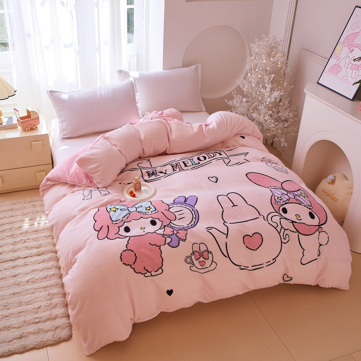 91家纺网 家纺一手货源 找家纺 （总）蘭菲家纺 2025新款三丽欧牛奶绒套件系列单品被套