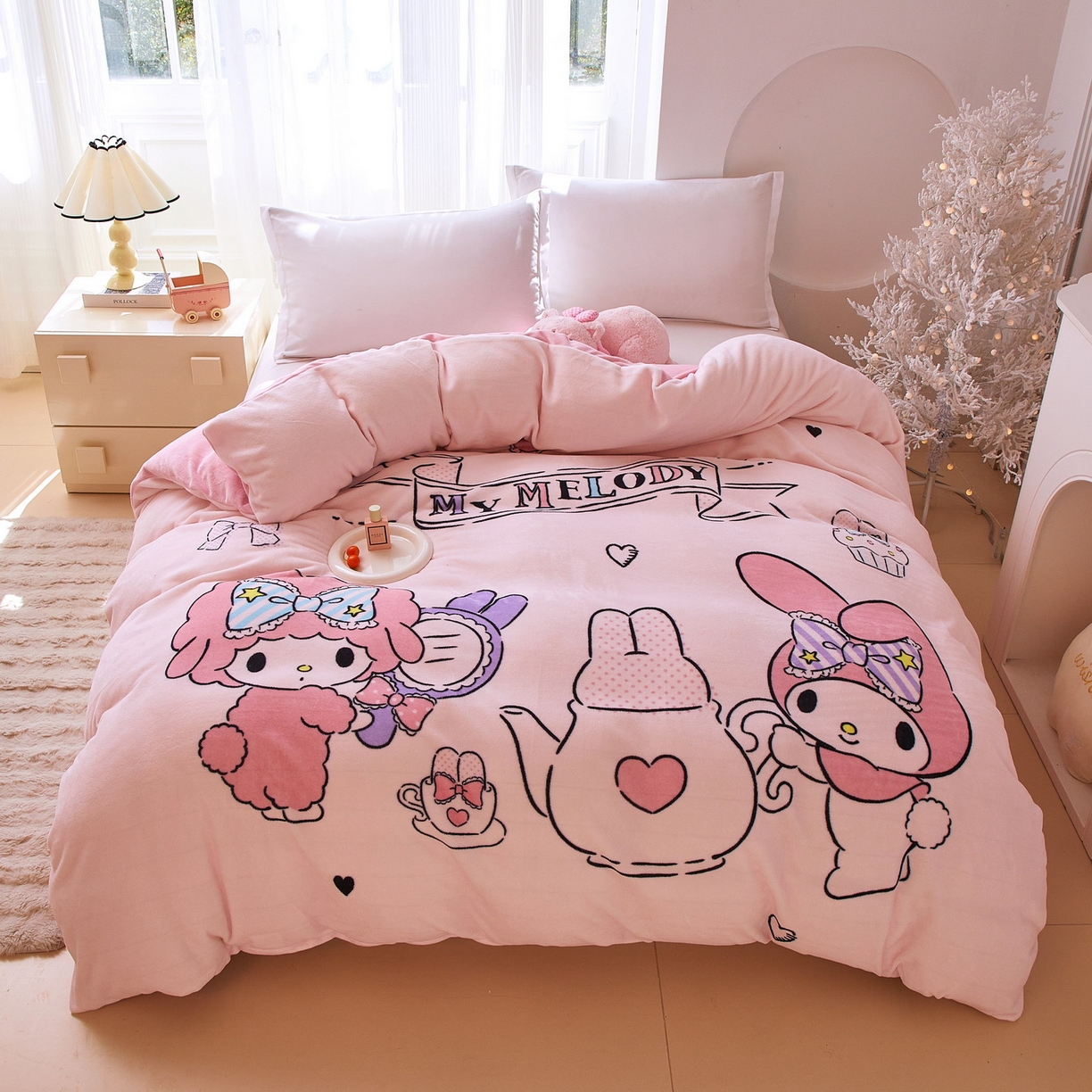 91家纺网 家纺一手货源 找家纺 （总）蘭菲家纺 2025新款三丽欧牛奶绒套件系列单品被套