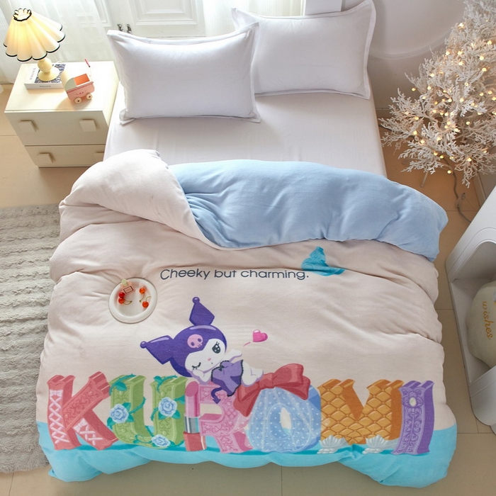 91家纺网 家纺一手货源 找家纺 （总）蘭菲家纺 2025新款三丽欧牛奶绒套件系列单品被套