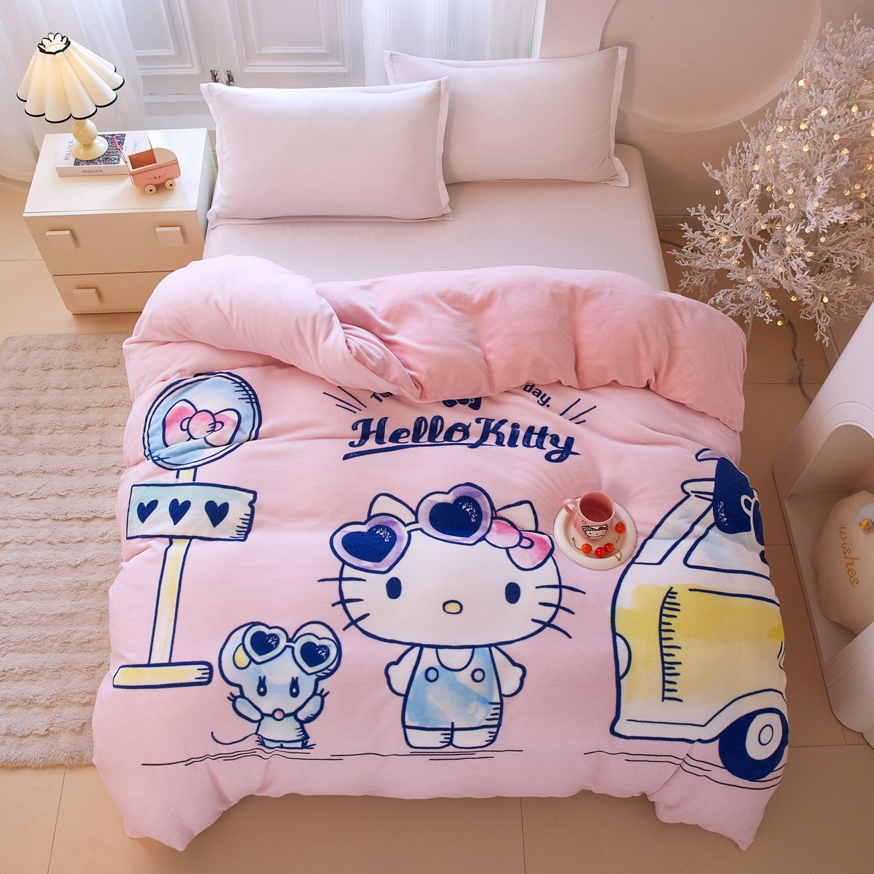 91家纺网 家纺一手货源 找家纺 蘭菲家纺 2025新款三丽欧牛奶绒套件系列单品被套 车站kT