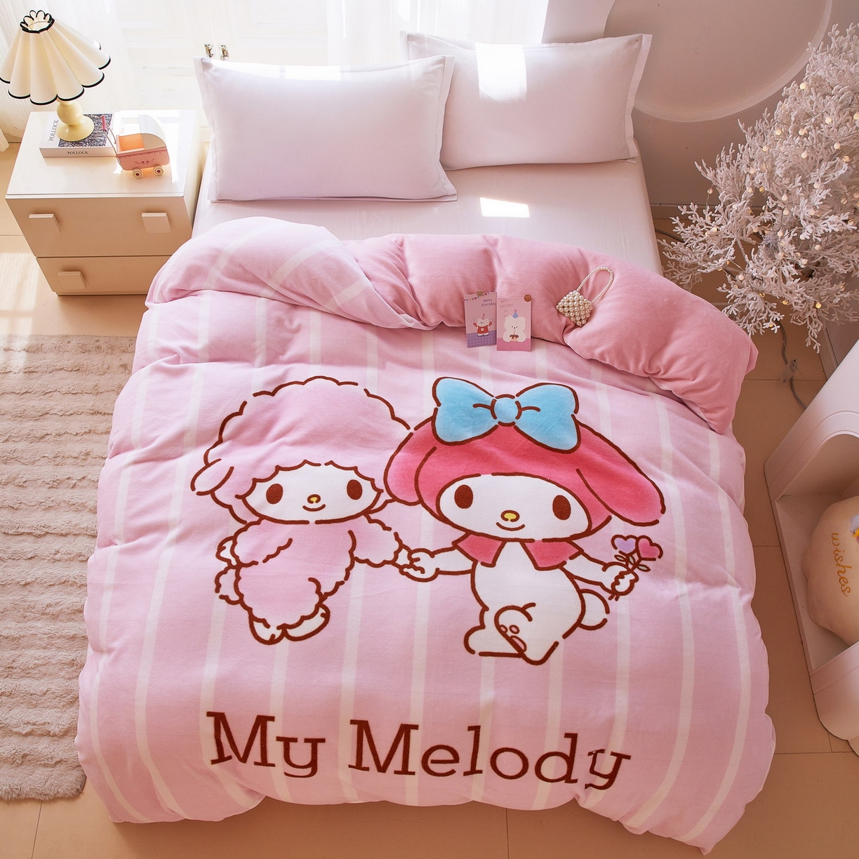 91家纺网 家纺一手货源 找家纺 蘭菲家纺 2025新款三丽欧牛奶绒套件系列单品被套 美乐比爱