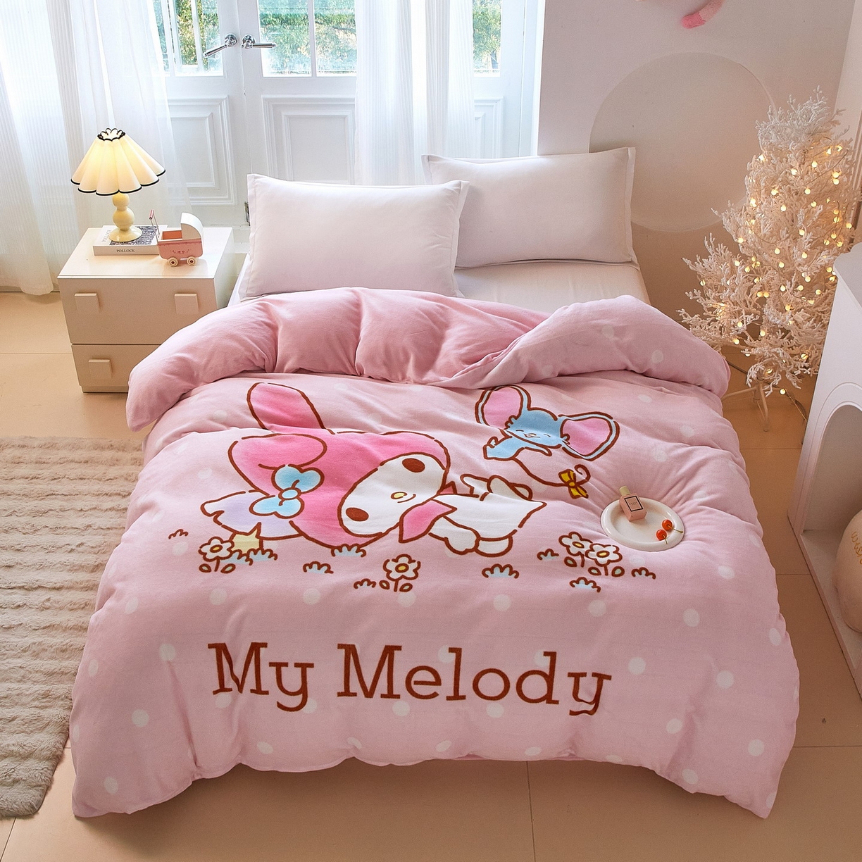 91家纺网 家纺一手货源 找家纺 蘭菲家纺 2025新款三丽欧牛奶绒套件系列单品被套 轻松美乐蒂