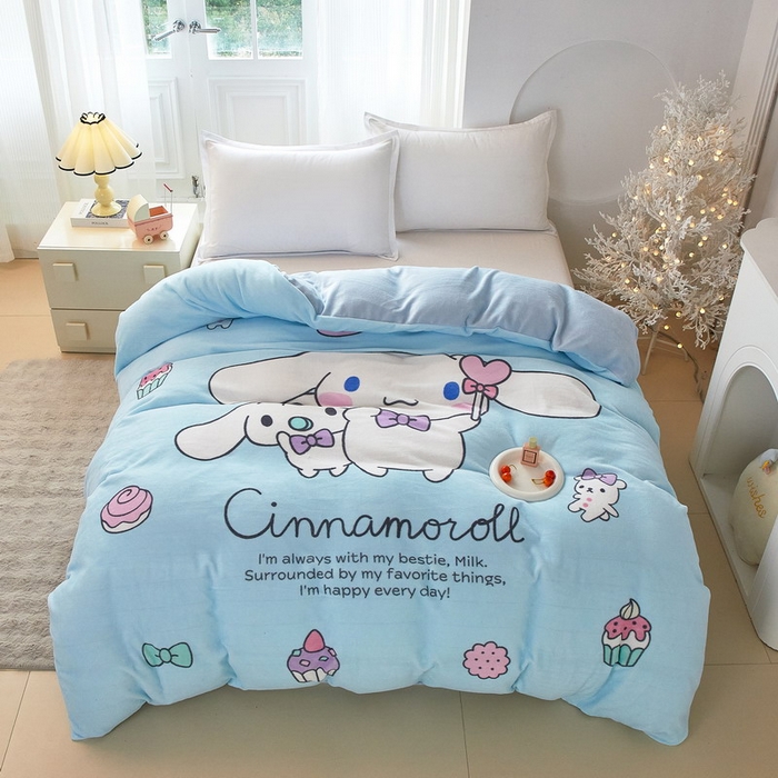 91家纺网 家纺一手货源 找家纺 蘭菲家纺 2025新款三丽欧牛奶绒套件系列单品被套 逛街狗