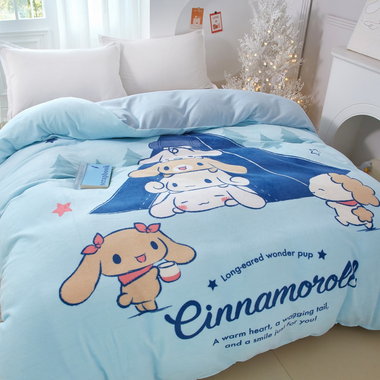 91家纺网 家纺一手货源 找家纺 蘭菲家纺 2025新款三丽欧牛奶绒套件系列单品被套 露营快乐