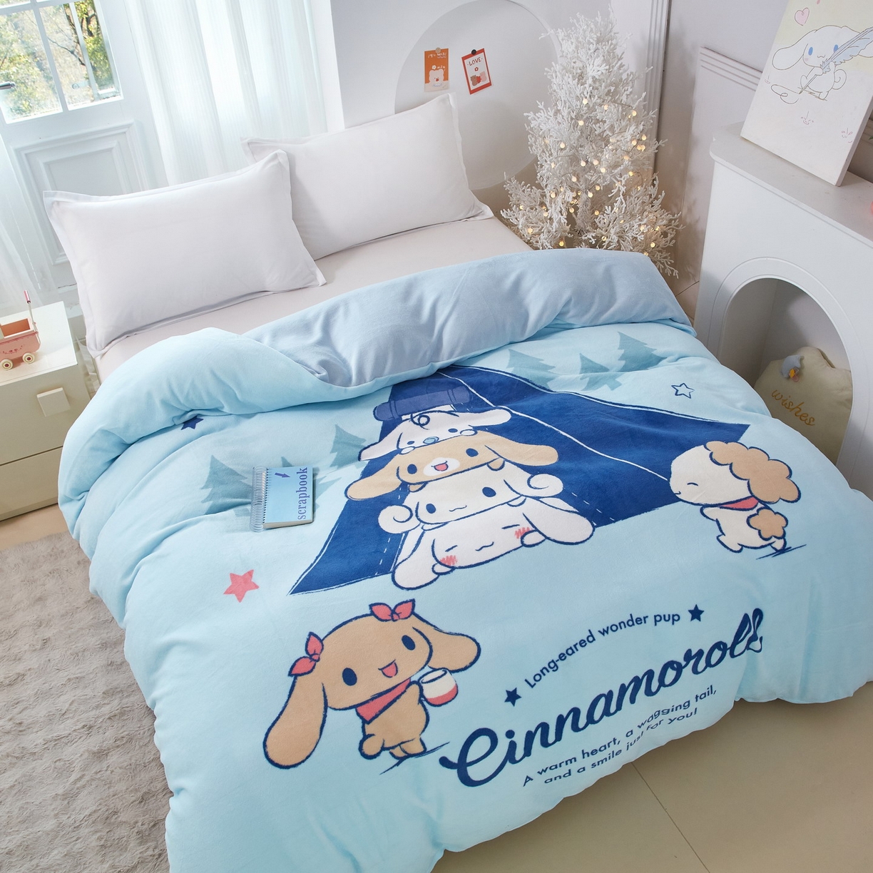 91家纺网 家纺一手货源 找家纺 蘭菲家纺 2025新款三丽欧牛奶绒套件系列单品被套 露营快乐