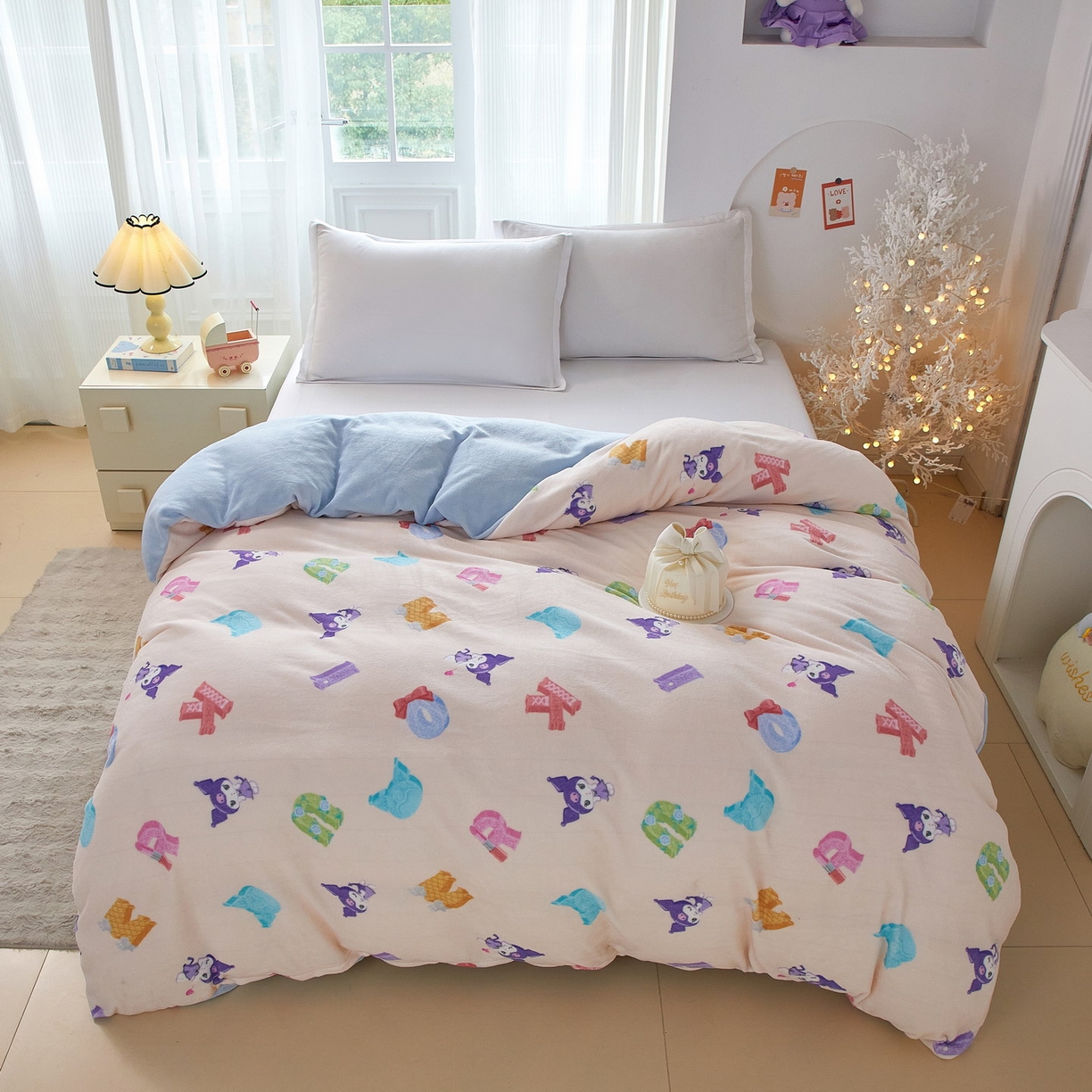 91家纺网 家纺一手货源 找家纺 蘭菲家纺 2025新款三丽欧牛奶绒套件系列单品被套 小库儿