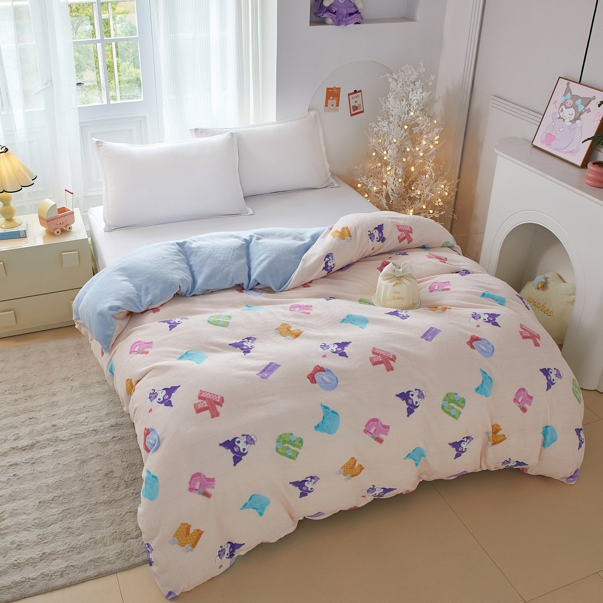 91家纺网 家纺一手货源 找家纺 蘭菲家纺 2025新款三丽欧牛奶绒套件系列单品被套 小库儿