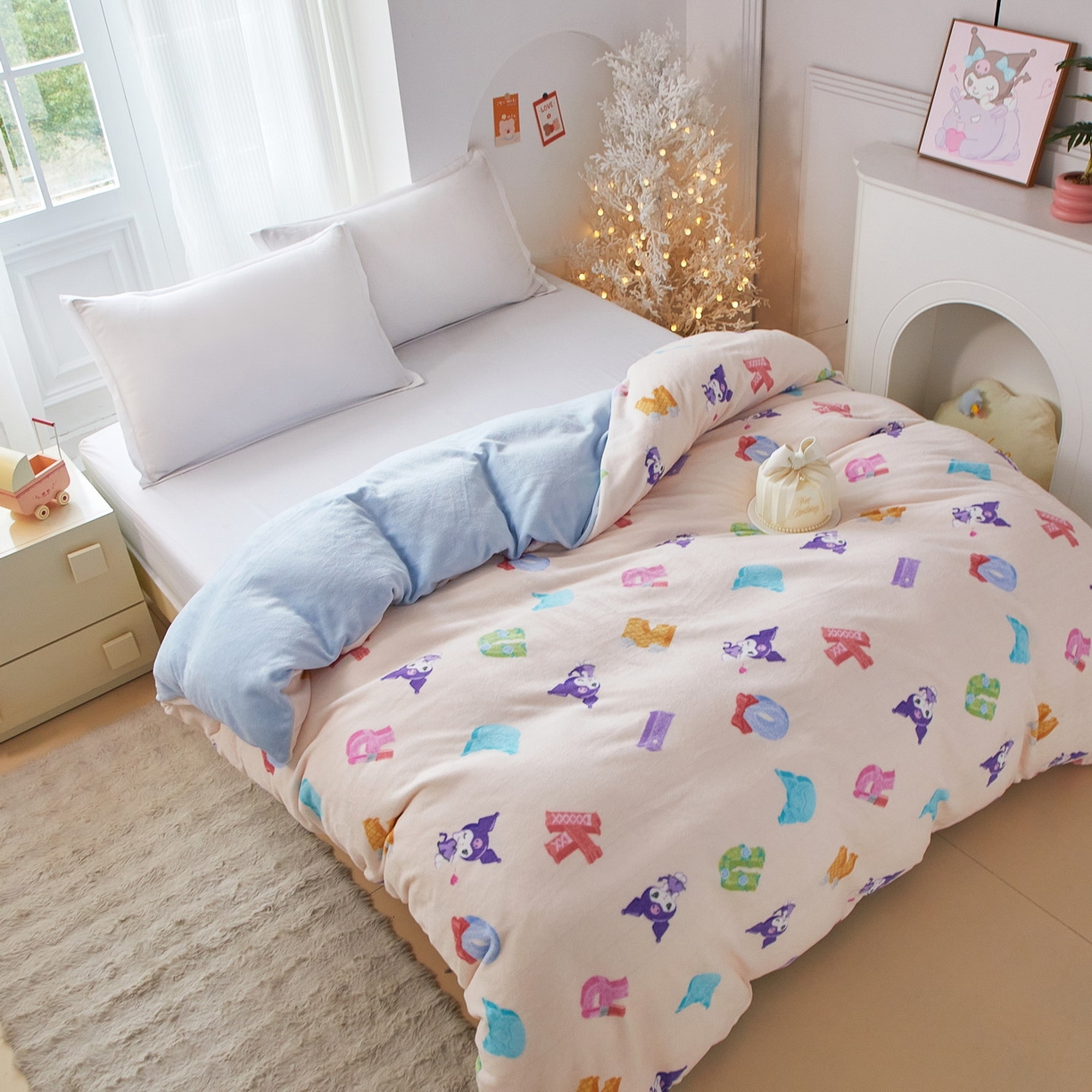 91家纺网 家纺一手货源 找家纺 蘭菲家纺 2025新款三丽欧牛奶绒套件系列单品被套 小库儿