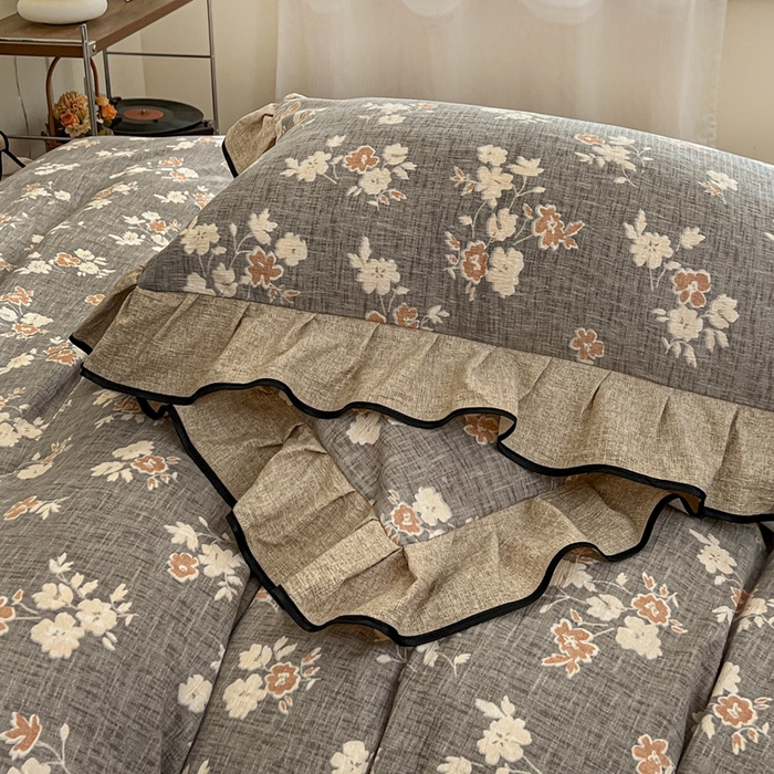 91家纺网 家纺一手货源 找家纺 （总）迪梦姿家纺 2025年秋冬新款亚麻皱皱纱床盖四件套