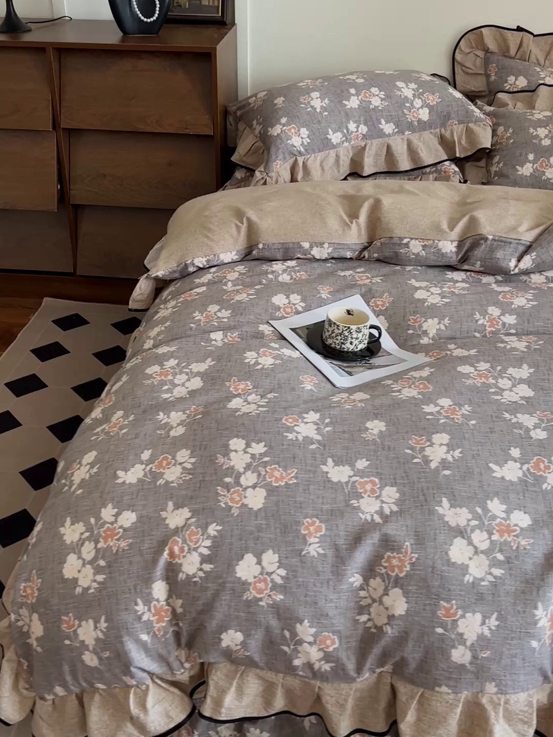 91家纺网 家纺一手货源 找家纺 （总）迪梦姿家纺 2025年秋冬新款亚麻皱皱纱床盖四件套