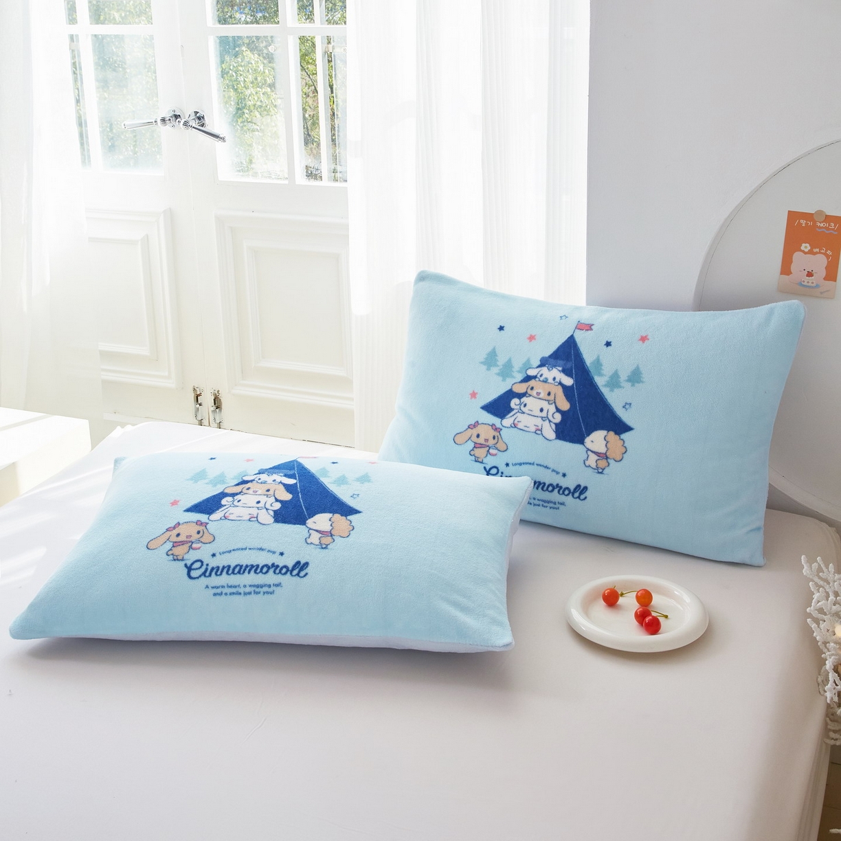 91家纺网 家纺一手货源 找家纺 蘭菲家纺 2025新款三丽欧牛奶绒套件系列单品枕套 露营快乐