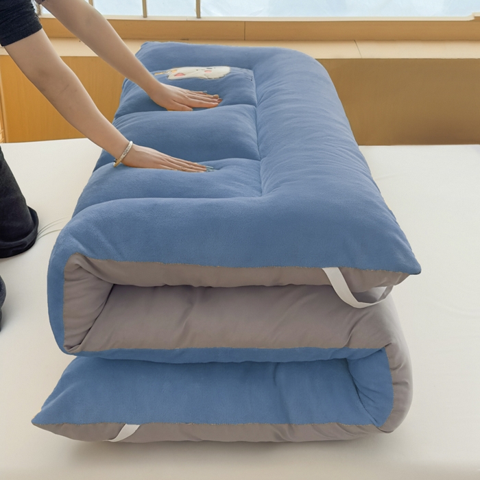 91家纺网 家纺一手货源 找家纺 芙绣家纺 2025秋冬幸运小狗刺绣高克重牛奶绒夹棉软床垫床褥子加厚保暖 幸运小狗-蓝