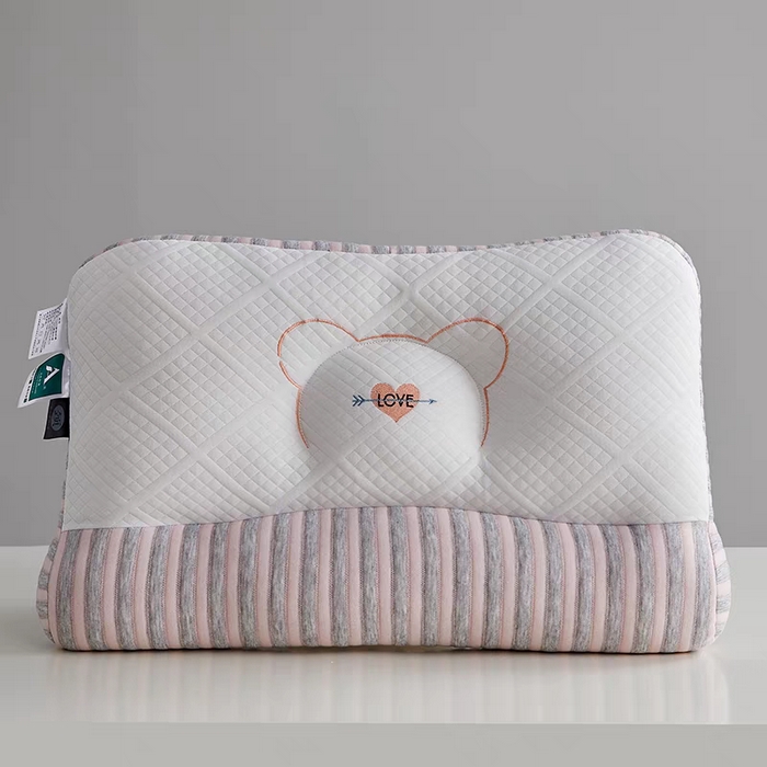 云眠枕芯 2025新款情侣爱心护颈枕头 爱心条形粉色