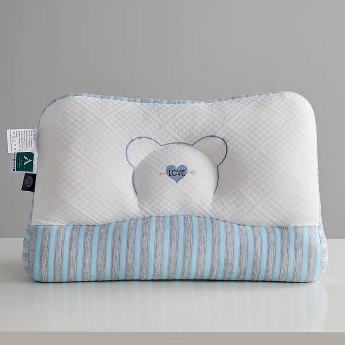 云眠枕芯 2025新款情侣爱心护颈枕头 爱心条形蓝色