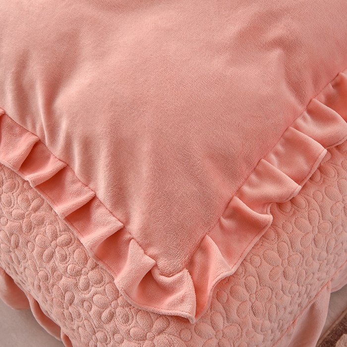 91家纺网 家纺一手货源 找家纺 （总）静缘分 2025新款简约纯色系牛奶绒花边四件套