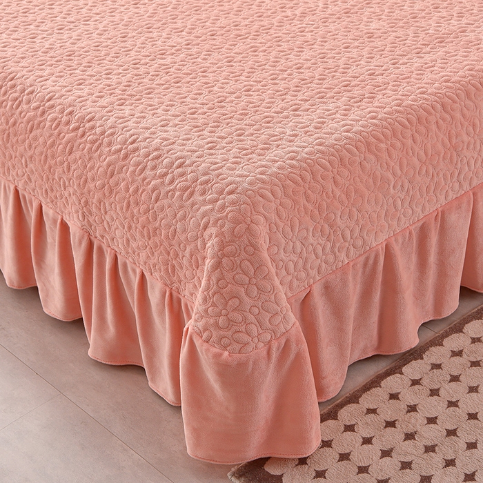 91家纺网 家纺一手货源 找家纺 （总）静缘分 2025新款简约纯色系牛奶绒花边四件套