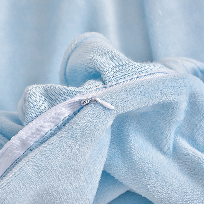 91家纺网 家纺一手货源 找家纺 静缘分 2025新款简约纯色系牛奶绒花边四件套 天蓝