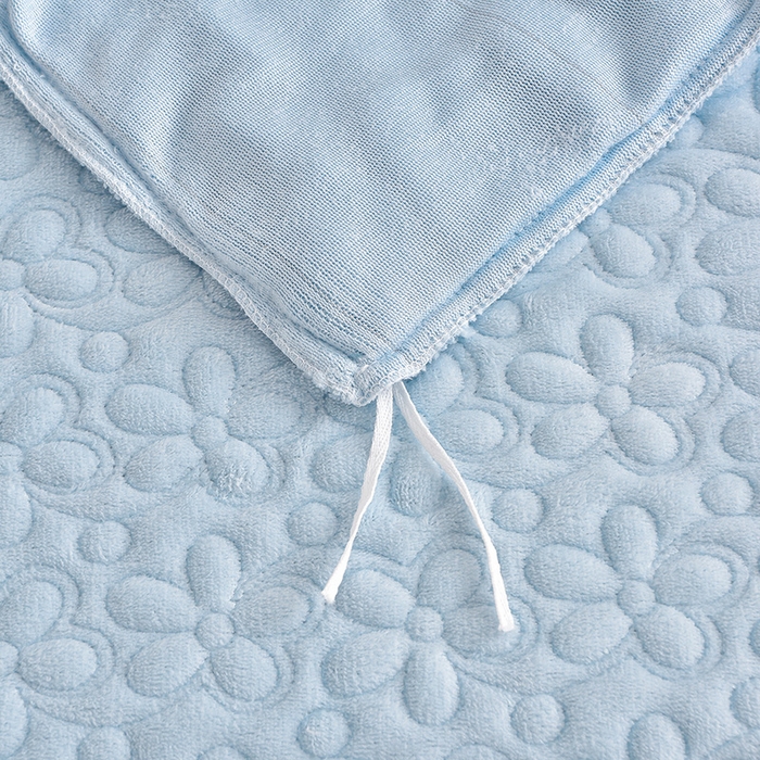 91家纺网 家纺一手货源 找家纺 静缘分 2025新款简约纯色系牛奶绒花边四件套 天蓝