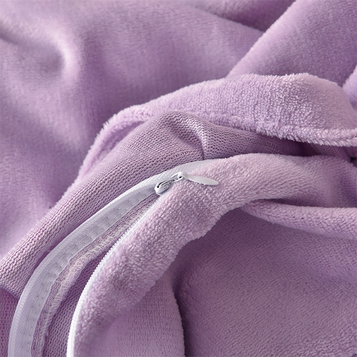 91家纺网 家纺一手货源 找家纺 静缘分 2025新款简约纯色系牛奶绒花边四件套 紫色