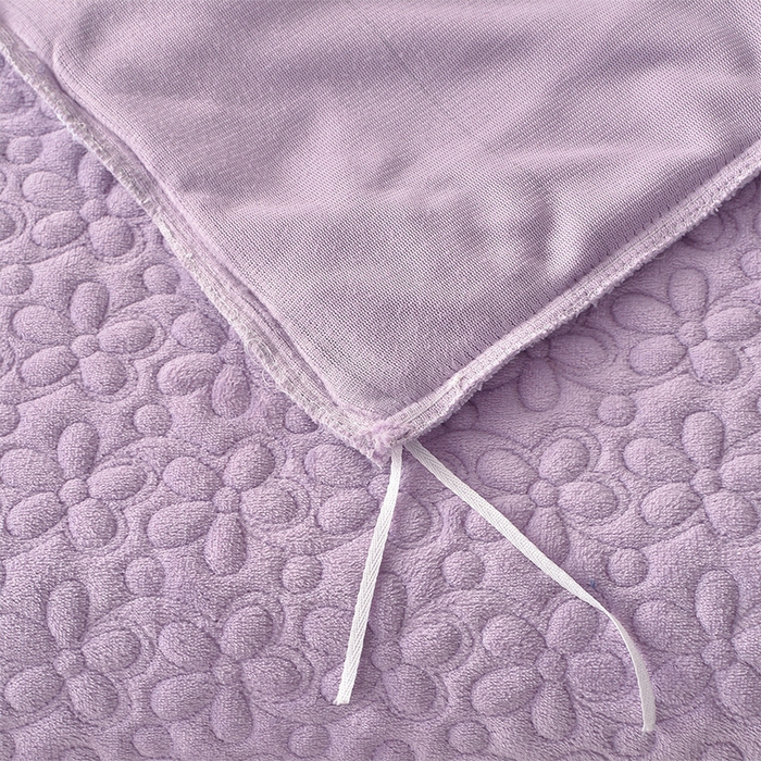 91家纺网 家纺一手货源 找家纺 静缘分 2025新款简约纯色系牛奶绒花边四件套 紫色