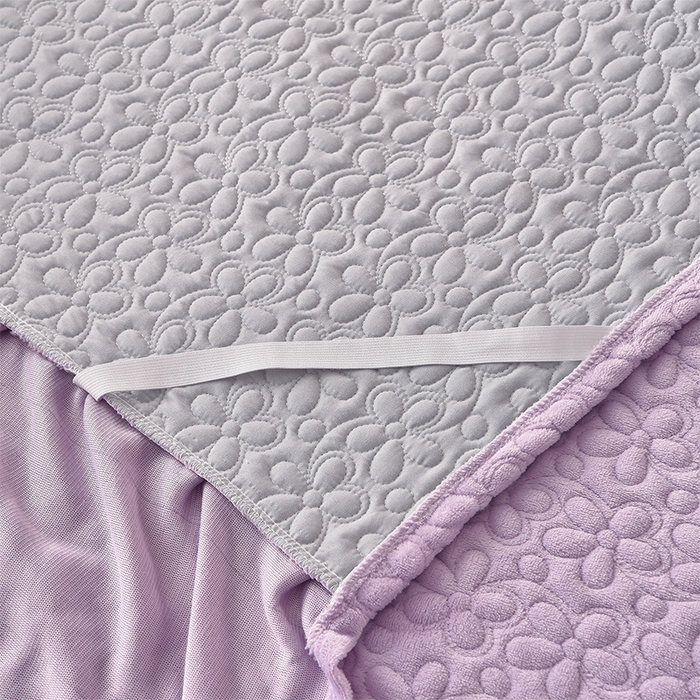 91家纺网 家纺一手货源 找家纺 静缘分 2025新款简约纯色系牛奶绒花边四件套 紫色