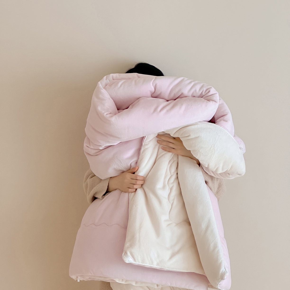 三味舒屋 2025新款舒芙蕾双面云丝绒懒人被（所有券叠加后不低于198/248元）  被子被芯 樱粉奶油