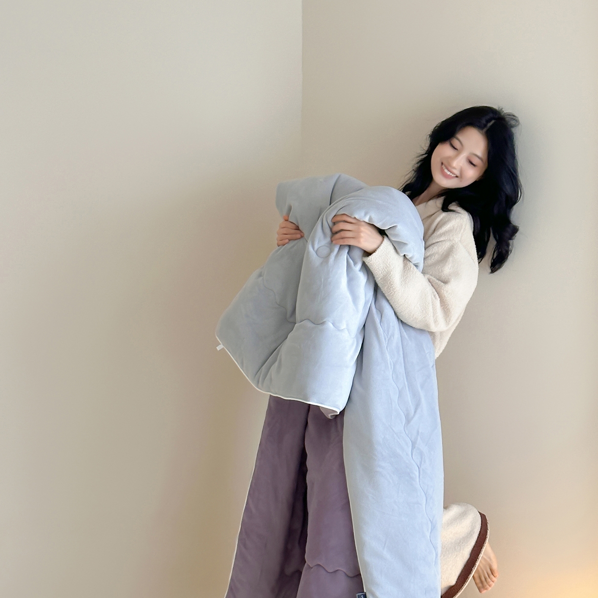 91家纺网 家纺一手货源 找家纺 三味舒屋 2025新款舒芙蕾双面云丝绒懒人被（所有券叠加后不低于198/248元）  被子被芯 香芋雾灰