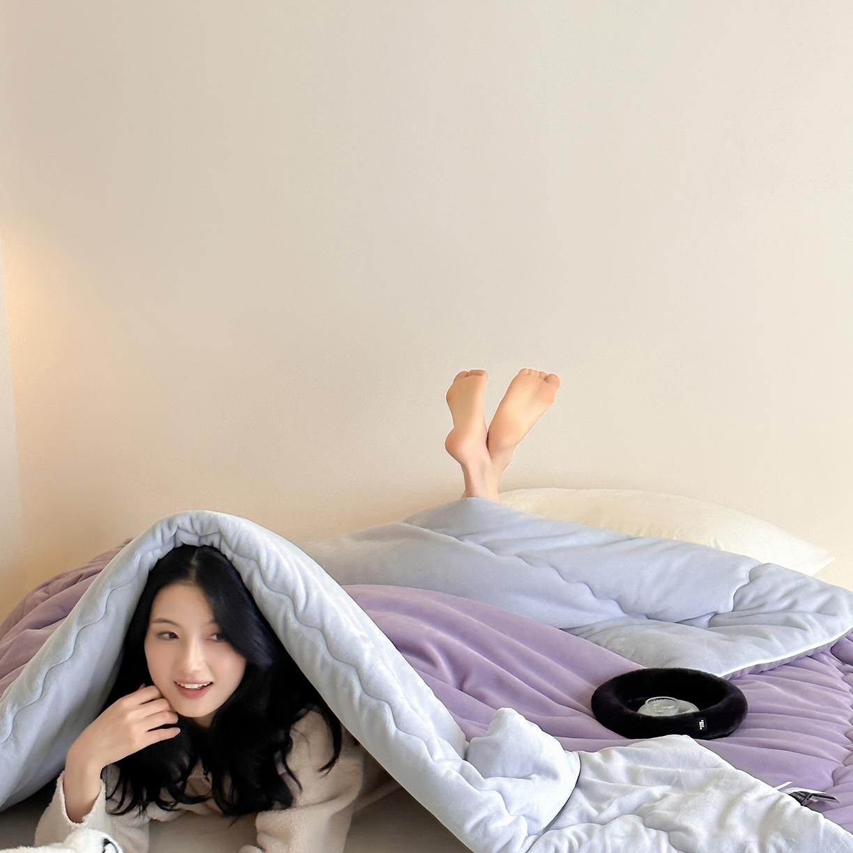 91家纺网 家纺一手货源 找家纺 三味舒屋 2025新款舒芙蕾双面云丝绒懒人被（所有券叠加后不低于198/248元）  被子被芯 香芋雾灰