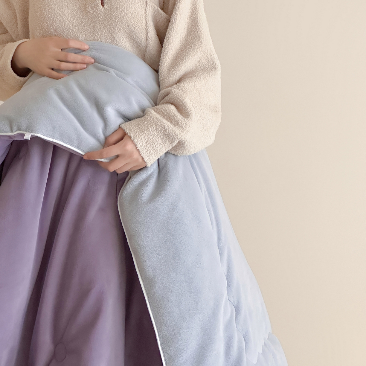 91家纺网 家纺一手货源 找家纺 三味舒屋 2025新款舒芙蕾双面云丝绒懒人被（所有券叠加后不低于198/248元）  被子被芯 香芋雾灰