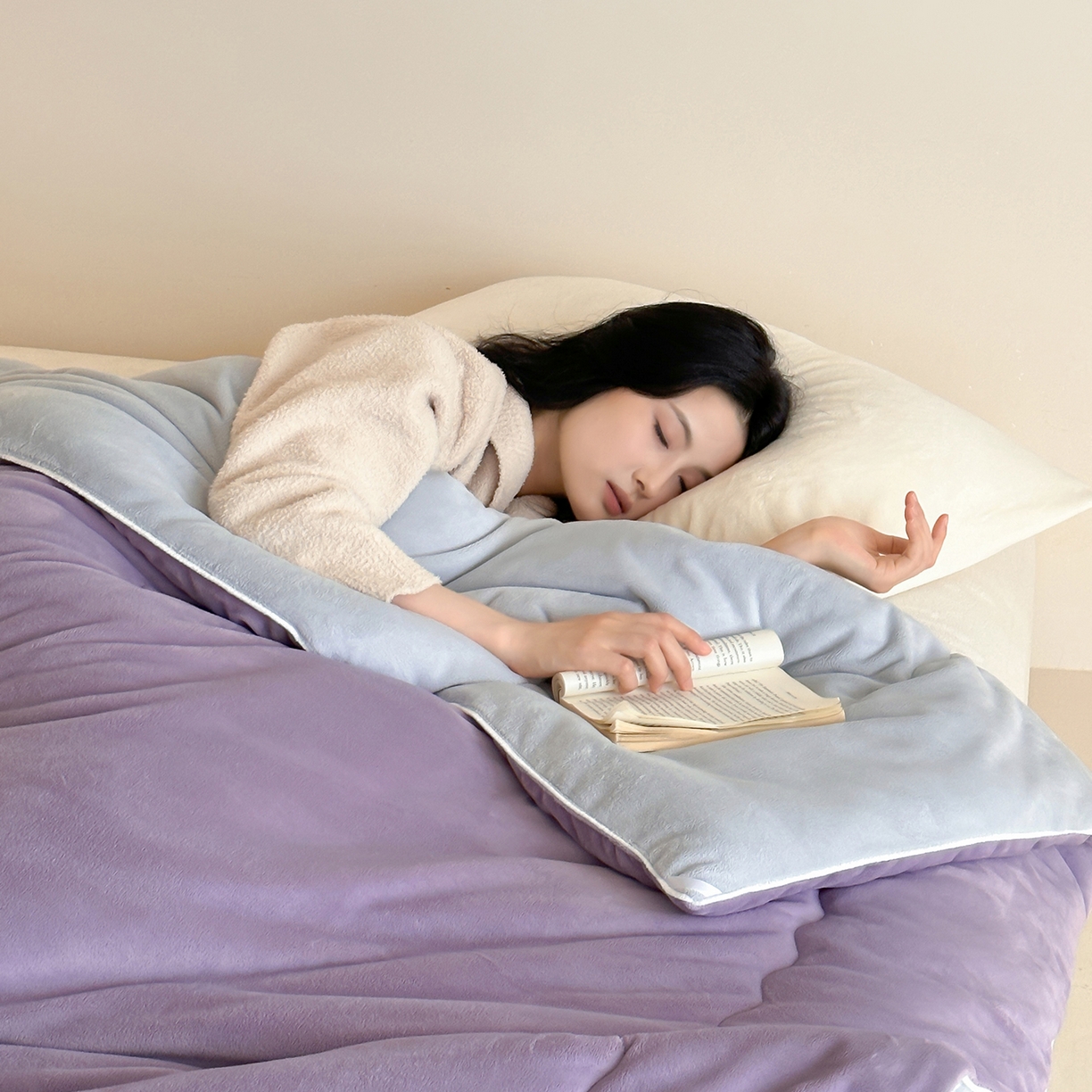 91家纺网 家纺一手货源 找家纺 三味舒屋 2025新款舒芙蕾双面云丝绒懒人被（所有券叠加后不低于198/248元）  被子被芯 香芋雾灰