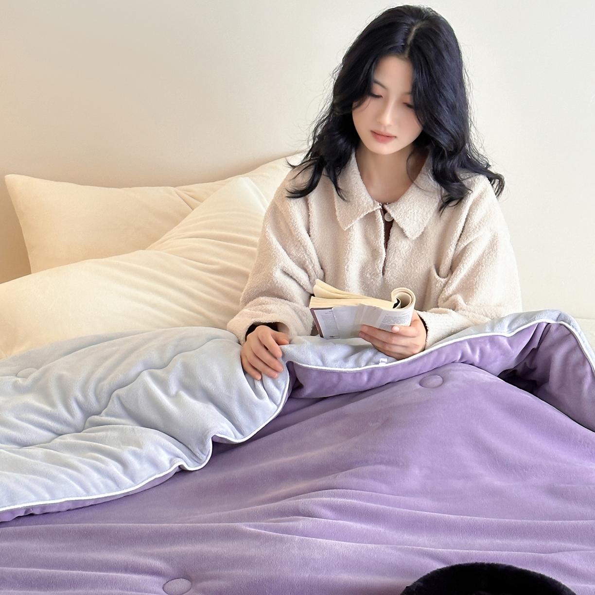 91家纺网 家纺一手货源 找家纺 三味舒屋 2025新款舒芙蕾双面云丝绒懒人被（所有券叠加后不低于198/248元）  被子被芯 香芋雾灰