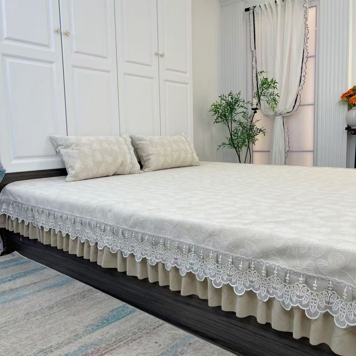 91家纺网 家纺一手货源 找家纺 （总）峻杨 2025新款雪尼尔榻榻米床盖炕盖防滑颗粒大床单柔软亲肤耐磨可机洗简约高级感工厂幸运草直发-幸运草