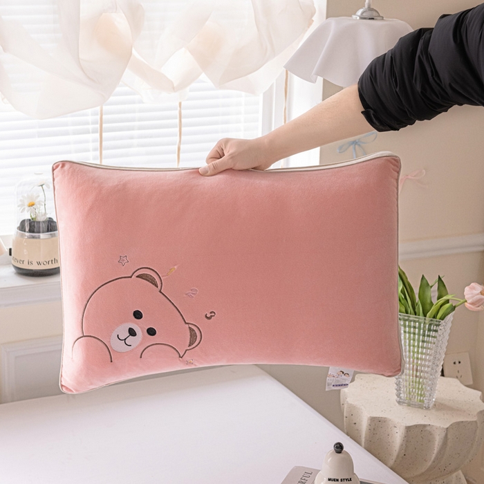 91家纺网 家纺一手货源 找家纺 （总）亦帆枕芯 2025新款加厚宝宝绒刺绣枕48x74cm羽丝棉枕头枕芯