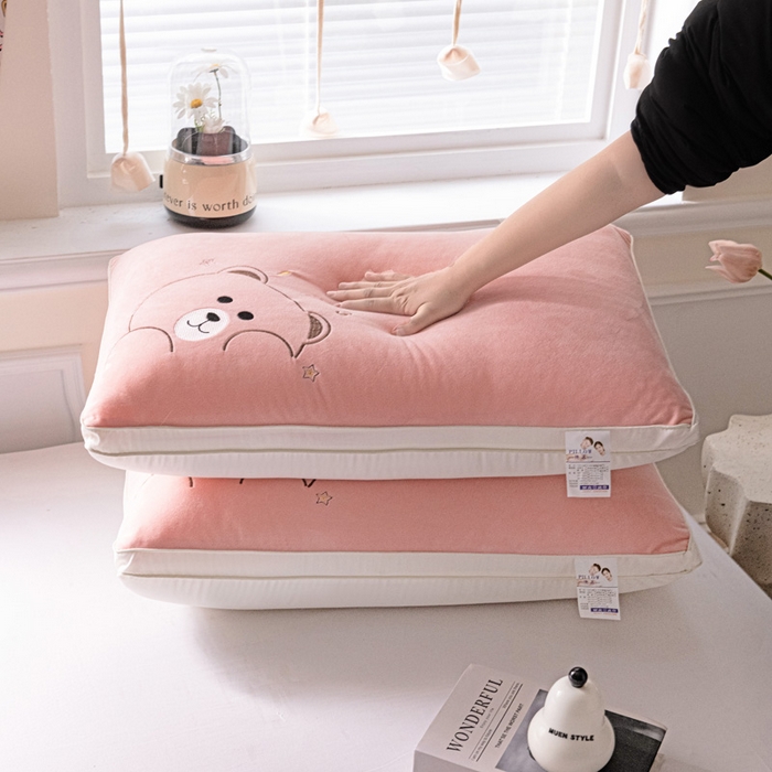 91家纺网 家纺一手货源 找家纺 （总）亦帆枕芯 2025新款加厚宝宝绒刺绣枕48x74cm羽丝棉枕头枕芯