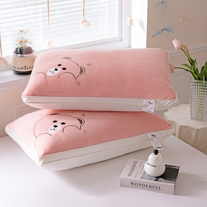 91家纺网 家纺一手货源 找家纺 （总）亦帆枕芯 2025新款加厚宝宝绒刺绣枕48x74cm羽丝棉枕头枕芯