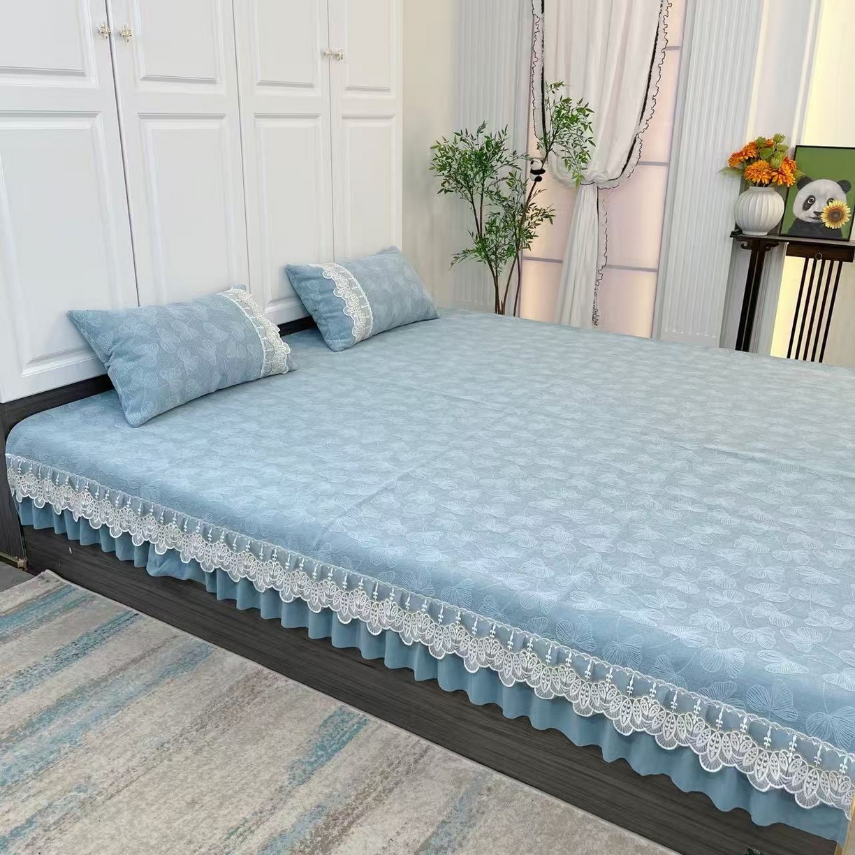 91家纺网 家纺一手货源 找家纺 （总）峻杨 2025新款雪尼尔榻榻米床盖炕盖防滑颗粒大床单柔软亲肤耐磨可机洗简约高级感工厂幸运草直发-幸运草