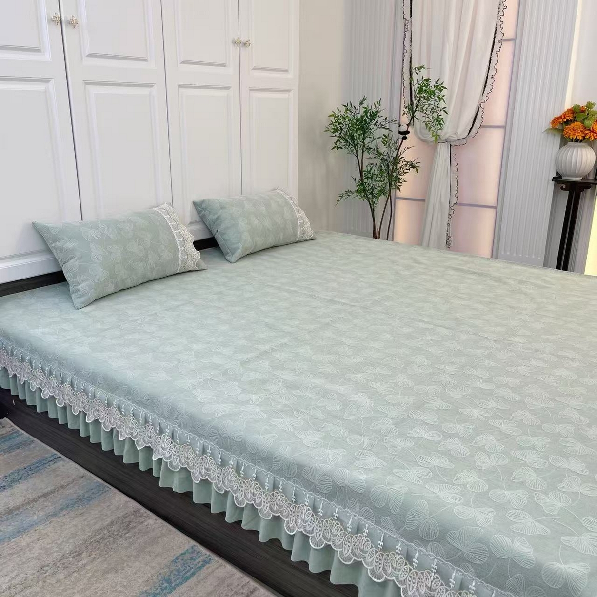 91家纺网 家纺一手货源 找家纺 （总）峻杨 2025新款雪尼尔榻榻米床盖炕盖防滑颗粒大床单柔软亲肤耐磨可机洗简约高级感工厂幸运草直发-幸运草