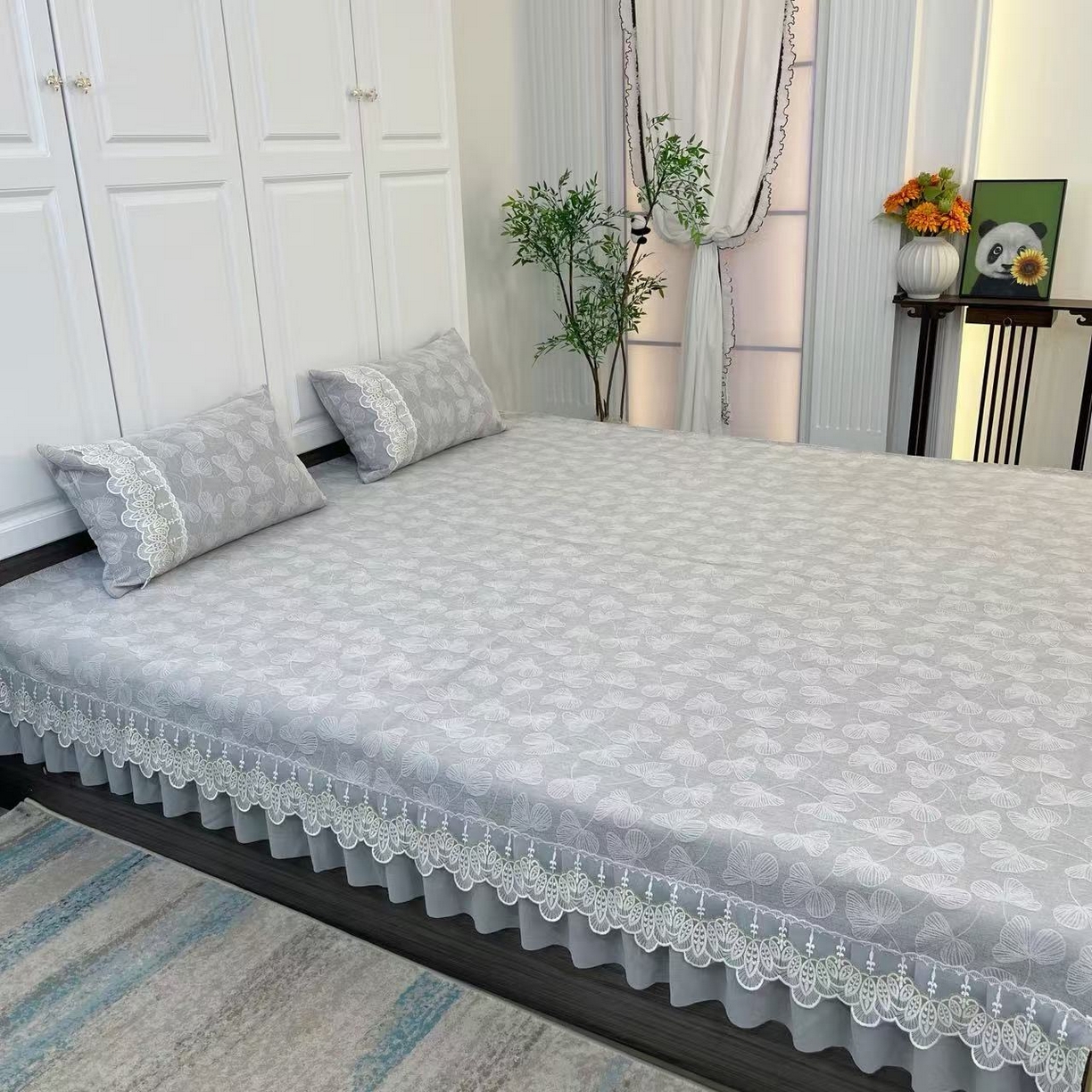 91家纺网 家纺一手货源 找家纺 （总）峻杨 2025新款雪尼尔榻榻米床盖炕盖防滑颗粒大床单柔软亲肤耐磨可机洗简约高级感工厂幸运草直发-幸运草