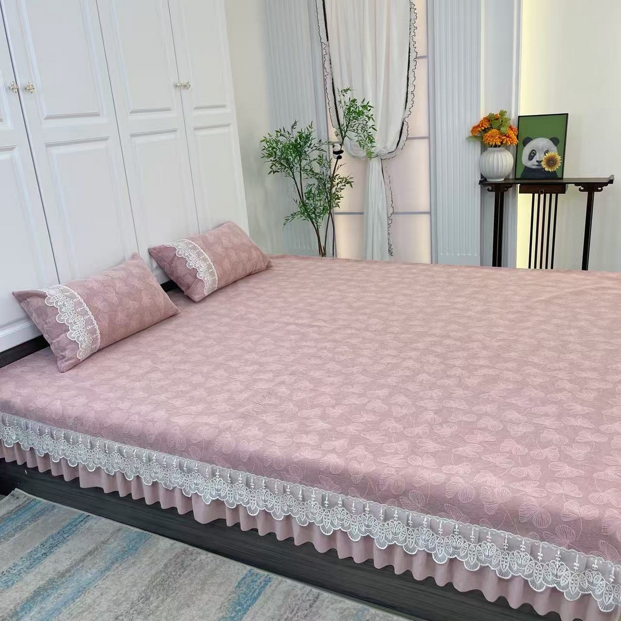 91家纺网 家纺一手货源 找家纺 （总）峻杨 2025新款雪尼尔榻榻米床盖炕盖防滑颗粒大床单柔软亲肤耐磨可机洗简约高级感工厂幸运草直发-幸运草