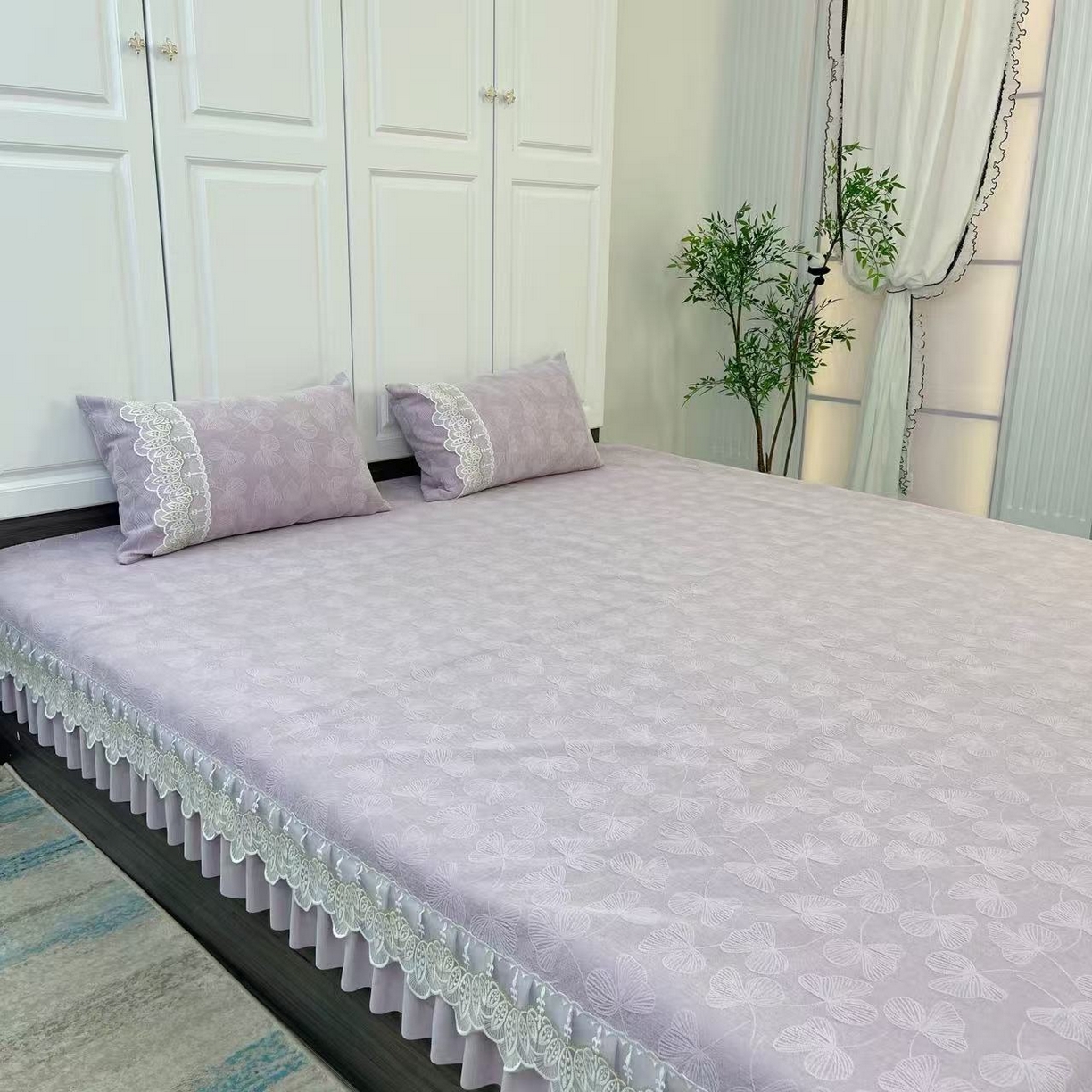 91家纺网 家纺一手货源 找家纺 （总）峻杨 2025新款雪尼尔榻榻米床盖炕盖防滑颗粒大床单柔软亲肤耐磨可机洗简约高级感工厂幸运草直发-幸运草