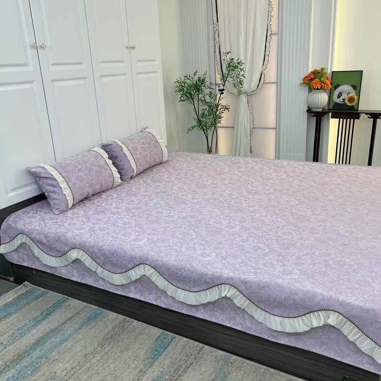 91家纺网 家纺一手货源 找家纺 （总）暖木杨 2025新款雪尼尔榻榻米床盖柔软亲肤防滑耐磨可机洗可定制尺寸工厂直发花海