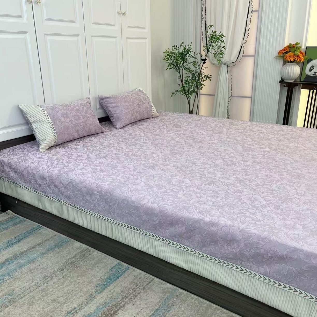 （总）暖木杨 2025新款雪尼尔榻榻米床盖柔软亲肤防滑耐磨可机洗可定制尺寸工厂直发闲时花影