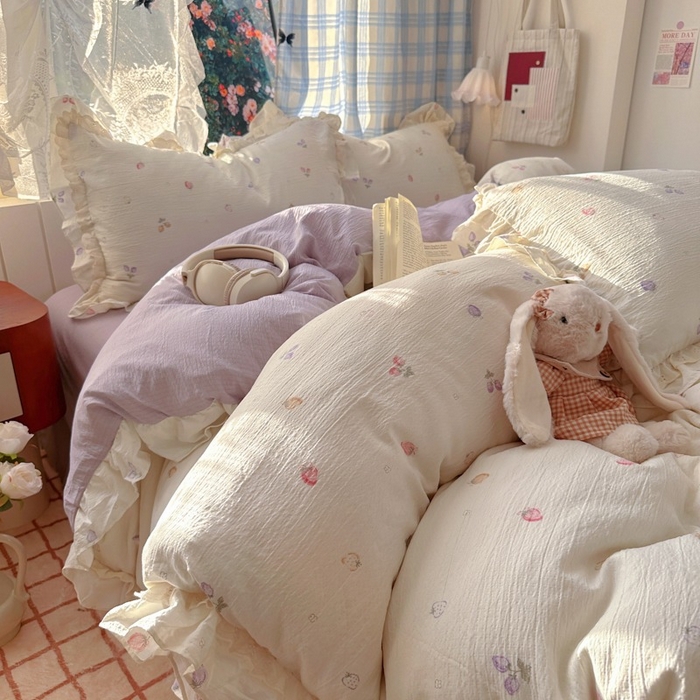 91家纺网 家纺一手货源 找家纺 （总）阿曼达 2025新款法式双边印花花边款四件套