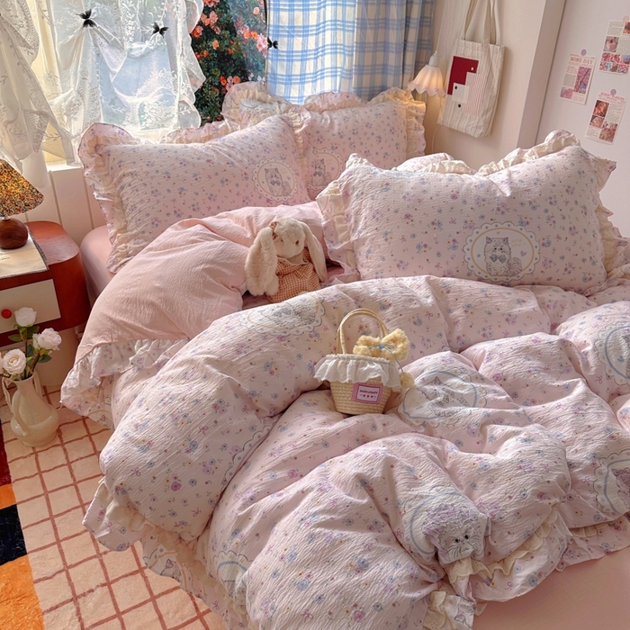 91家纺网 家纺一手货源 找家纺 （总）阿曼达 2025新款法式双边印花花边款四件套