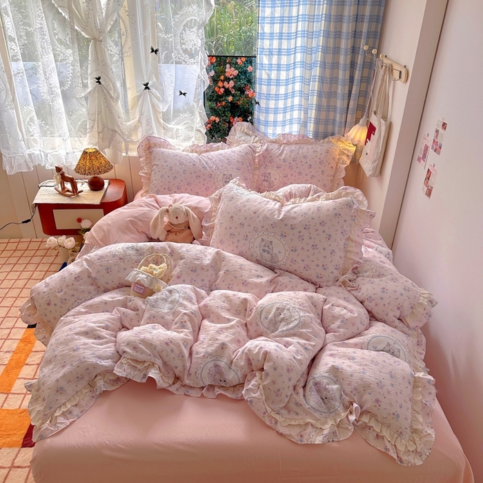 91家纺网 家纺一手货源 找家纺 （总）阿曼达 2025新款法式双边印花花边款四件套